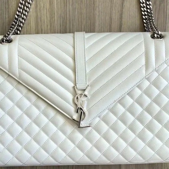 RARE YSL Saint Laurent ENVELOPE LARGE IN MIX MATELASSÉ GRAIN DE POUDRE MSRP$3700 - Picture 9 of 15